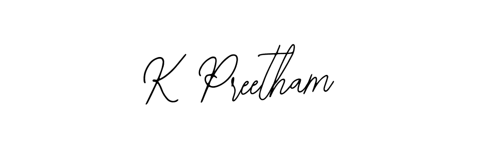 Use a signature maker to create a handwritten signature online. With this signature software, you can design (Bearetta-2O07w) your own signature for name K Preetham. K Preetham signature style 12 images and pictures png
