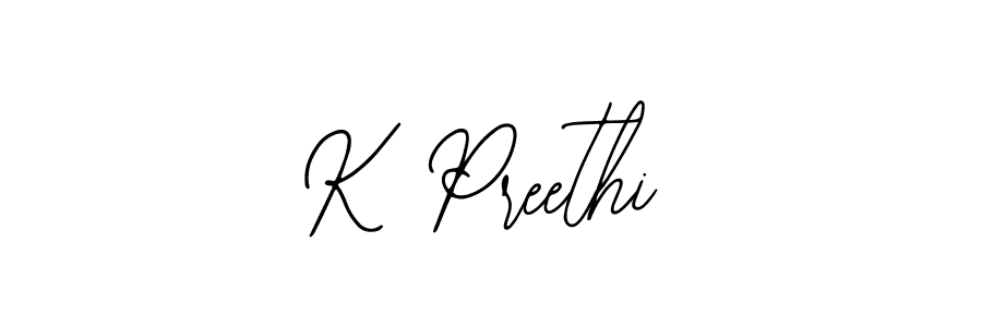 You should practise on your own different ways (Bearetta-2O07w) to write your name (K Preethi) in signature. don't let someone else do it for you. K Preethi signature style 12 images and pictures png