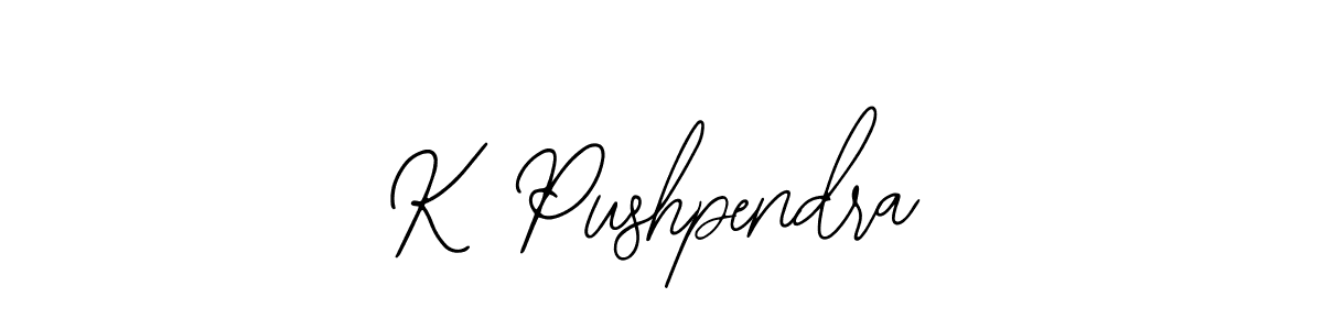 How to make K Pushpendra name signature. Use Bearetta-2O07w style for creating short signs online. This is the latest handwritten sign. K Pushpendra signature style 12 images and pictures png