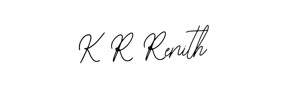 How to make K R Renith name signature. Use Bearetta-2O07w style for creating short signs online. This is the latest handwritten sign. K R Renith signature style 12 images and pictures png