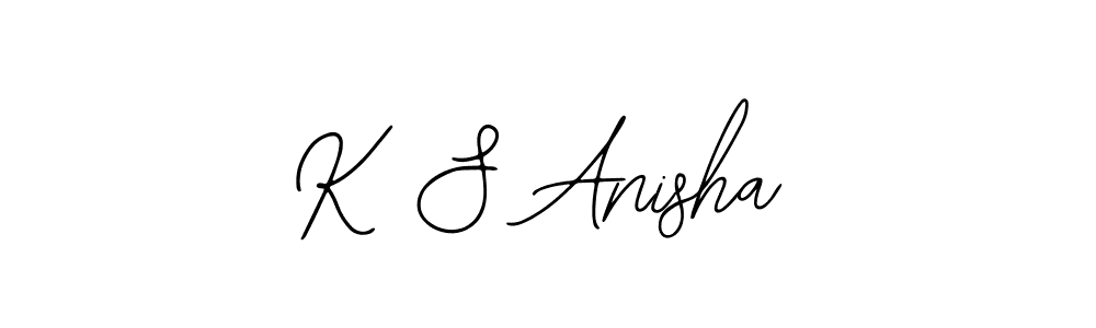 How to make K S Anisha name signature. Use Bearetta-2O07w style for creating short signs online. This is the latest handwritten sign. K S Anisha signature style 12 images and pictures png