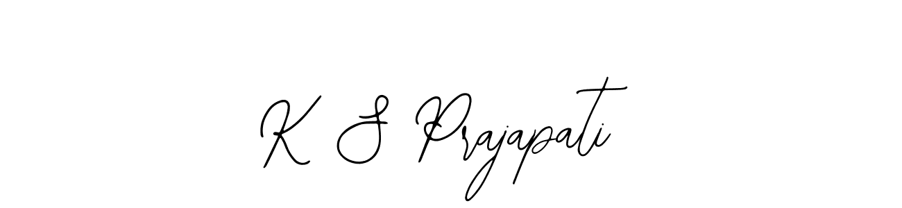 How to make K S Prajapati name signature. Use Bearetta-2O07w style for creating short signs online. This is the latest handwritten sign. K S Prajapati signature style 12 images and pictures png