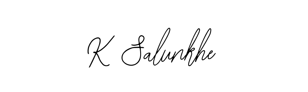 The best way (Bearetta-2O07w) to make a short signature is to pick only two or three words in your name. The name K Salunkhe include a total of six letters. For converting this name. K Salunkhe signature style 12 images and pictures png