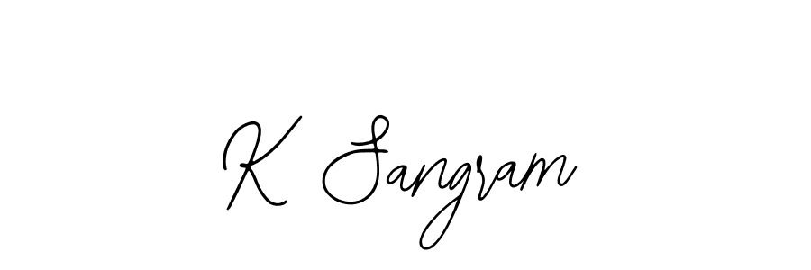 The best way (Bearetta-2O07w) to make a short signature is to pick only two or three words in your name. The name K Sangram include a total of six letters. For converting this name. K Sangram signature style 12 images and pictures png