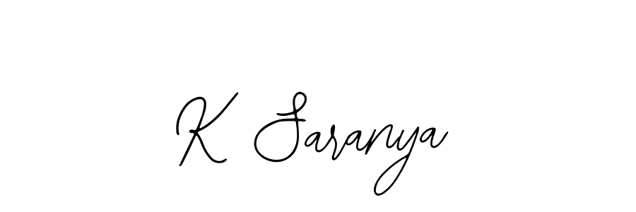 How to make K Saranya name signature. Use Bearetta-2O07w style for creating short signs online. This is the latest handwritten sign. K Saranya signature style 12 images and pictures png