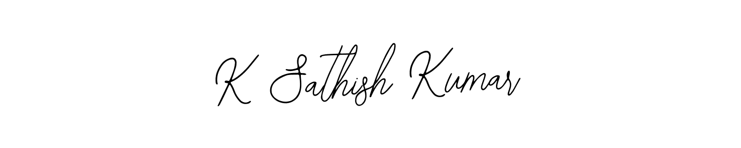The best way (Bearetta-2O07w) to make a short signature is to pick only two or three words in your name. The name K Sathish Kumar include a total of six letters. For converting this name. K Sathish Kumar signature style 12 images and pictures png