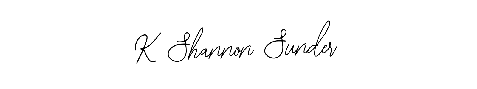 The best way (Bearetta-2O07w) to make a short signature is to pick only two or three words in your name. The name K Shannon Sunder include a total of six letters. For converting this name. K Shannon Sunder signature style 12 images and pictures png