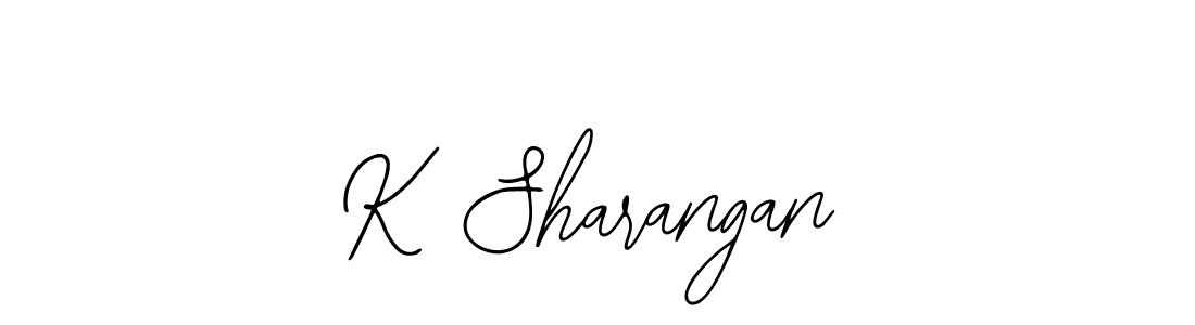 How to make K Sharangan name signature. Use Bearetta-2O07w style for creating short signs online. This is the latest handwritten sign. K Sharangan signature style 12 images and pictures png