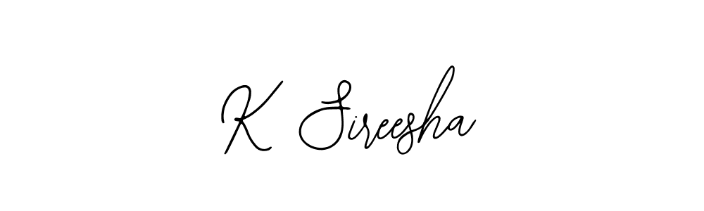 Design your own signature with our free online signature maker. With this signature software, you can create a handwritten (Bearetta-2O07w) signature for name K Sireesha. K Sireesha signature style 12 images and pictures png