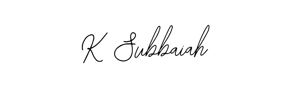 You should practise on your own different ways (Bearetta-2O07w) to write your name (K Subbaiah) in signature. don't let someone else do it for you. K Subbaiah signature style 12 images and pictures png