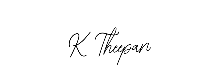 The best way (Bearetta-2O07w) to make a short signature is to pick only two or three words in your name. The name K Theepan include a total of six letters. For converting this name. K Theepan signature style 12 images and pictures png