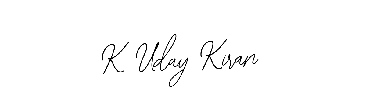 This is the best signature style for the K Uday Kiran name. Also you like these signature font (Bearetta-2O07w). Mix name signature. K Uday Kiran signature style 12 images and pictures png