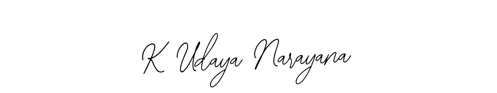 Make a beautiful signature design for name K Udaya Narayana. With this signature (Bearetta-2O07w) style, you can create a handwritten signature for free. K Udaya Narayana signature style 12 images and pictures png