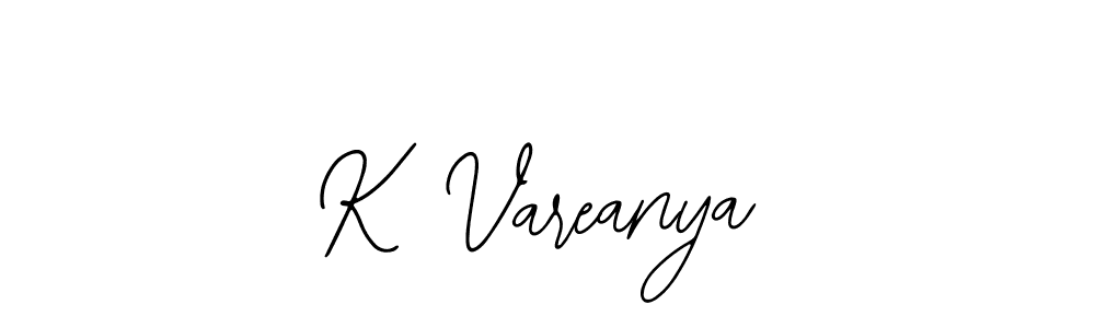How to make K Vareanya name signature. Use Bearetta-2O07w style for creating short signs online. This is the latest handwritten sign. K Vareanya signature style 12 images and pictures png