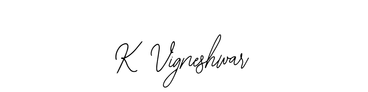 How to make K Vigneshwar name signature. Use Bearetta-2O07w style for creating short signs online. This is the latest handwritten sign. K Vigneshwar signature style 12 images and pictures png