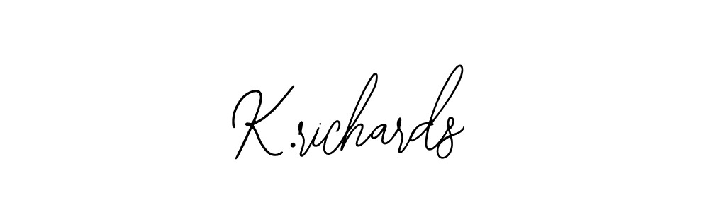 You should practise on your own different ways (Bearetta-2O07w) to write your name (K.richards) in signature. don't let someone else do it for you. K.richards signature style 12 images and pictures png