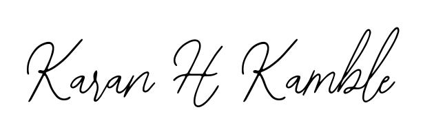 The Bearetta-2O07w handwriting style adds charm and authenticity to name Karan H Kamble. A wonderful choice for personal thank-you notes. Karan H Kamble signature style 12 images and pictures png