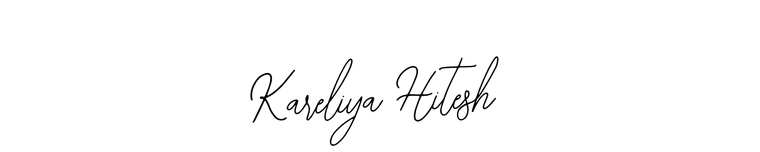 You should practise on your own different ways (Bearetta-2O07w) to write your name (Kareliya Hitesh) in signature. don't let someone else do it for you. Kareliya Hitesh signature style 12 images and pictures png