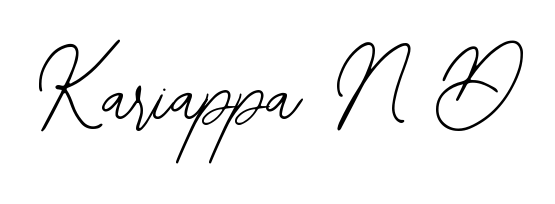 Explore multiple handwriting variations for Kariappa N D including this stunning Bearetta-2O07w design. Free to use across all platforms. Kariappa N D signature style 12 images and pictures png