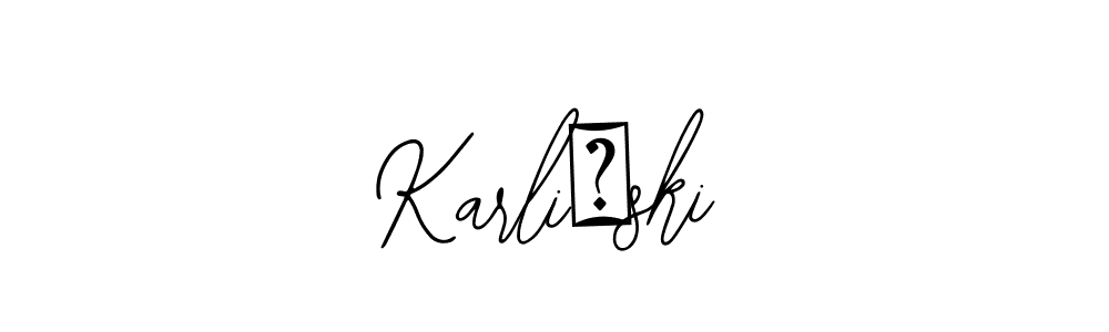 if you are searching for the best signature style for your name Karliński. so please give up your signature search. here we have designed multiple signature styles  using Bearetta-2O07w. Karliński signature style 12 images and pictures png