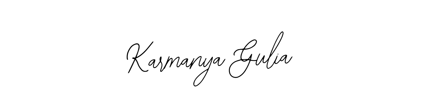 Bearetta-2O07w is a professional signature style that is perfect for those who want to add a touch of class to their signature. It is also a great choice for those who want to make their signature more unique. Get Karmanya Gulia name to fancy signature for free. Karmanya Gulia signature style 12 images and pictures png