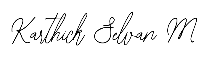 A classic penmanship look for Karthick Selvan M. The Bearetta-2O07w font brings timeless elegance and confidence to every signed document. Karthick Selvan M signature style 12 images and pictures png