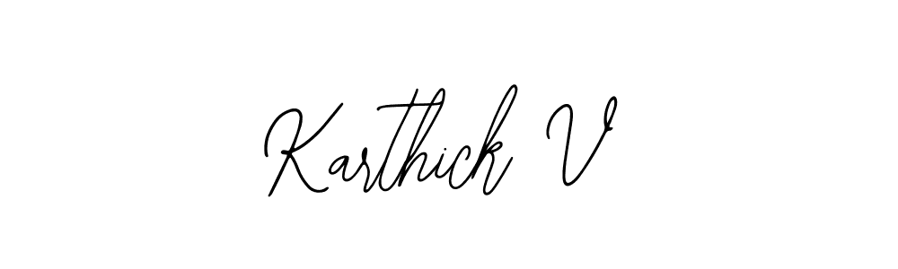 if you are searching for the best signature style for your name Karthick V. so please give up your signature search. here we have designed multiple signature styles  using Bearetta-2O07w. Karthick V signature style 12 images and pictures png