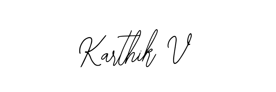 How to make Karthik V name signature. Use Bearetta-2O07w style for creating short signs online. This is the latest handwritten sign. Karthik V signature style 12 images and pictures png