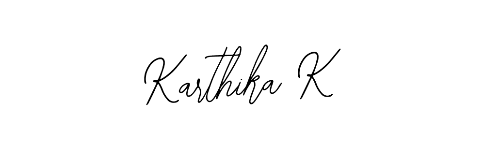 You should practise on your own different ways (Bearetta-2O07w) to write your name (Karthika K) in signature. don't let someone else do it for you. Karthika K signature style 12 images and pictures png