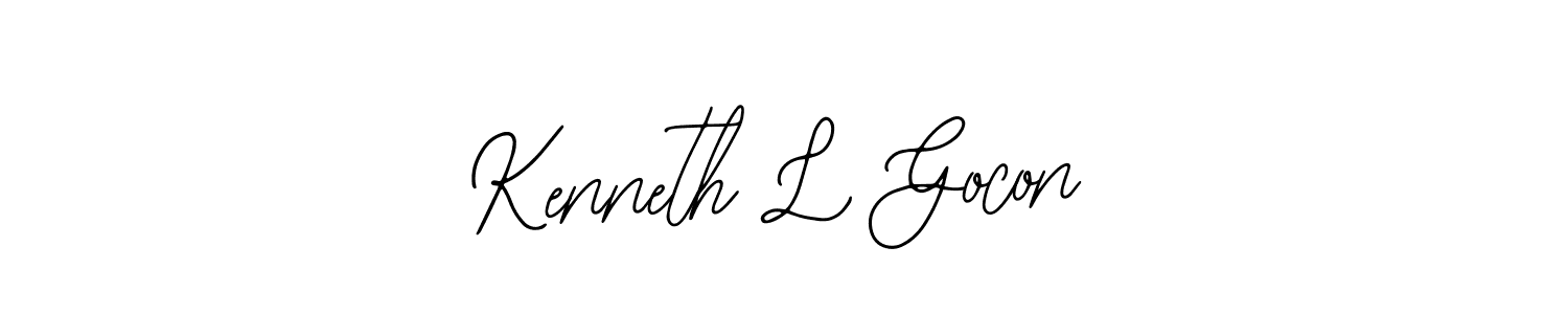 How to make Kenneth L Gocon name signature. Use Bearetta-2O07w style for creating short signs online. This is the latest handwritten sign. Kenneth L Gocon signature style 12 images and pictures png