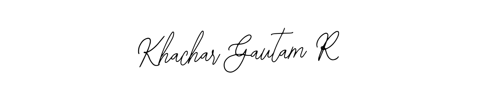 This is the best signature style for the Khachar Gautam R name. Also you like these signature font (Bearetta-2O07w). Mix name signature. Khachar Gautam R signature style 12 images and pictures png