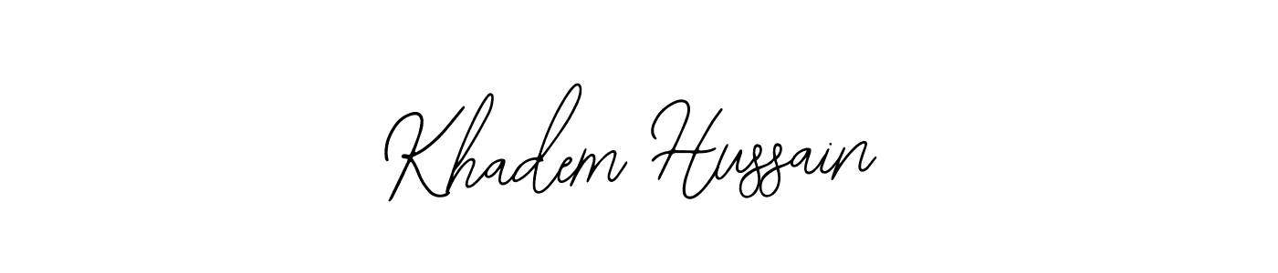 if you are searching for the best signature style for your name Khadem Hussain. so please give up your signature search. here we have designed multiple signature styles  using Bearetta-2O07w. Khadem Hussain signature style 12 images and pictures png