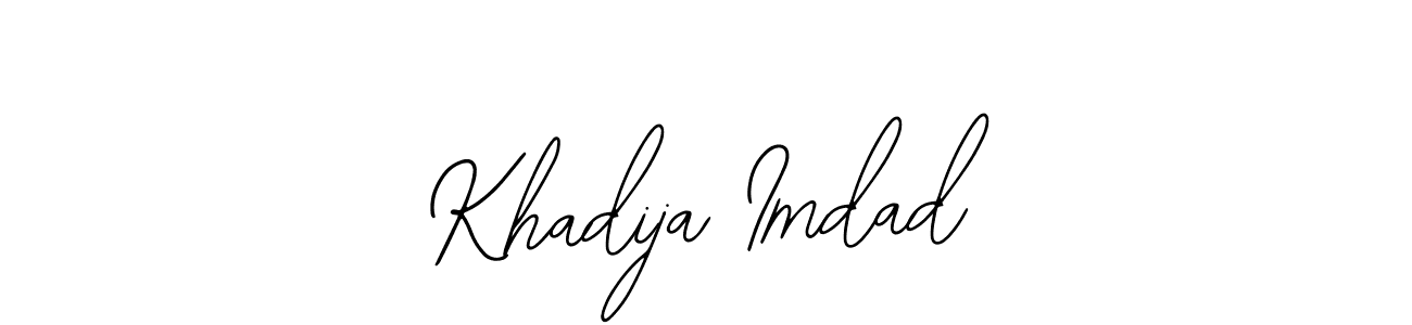 You should practise on your own different ways (Bearetta-2O07w) to write your name (Khadija Imdad) in signature. don't let someone else do it for you. Khadija Imdad signature style 12 images and pictures png