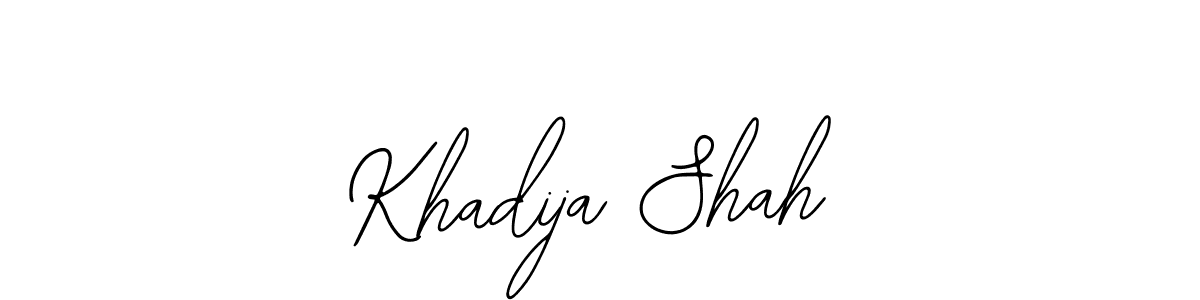 You should practise on your own different ways (Bearetta-2O07w) to write your name (Khadija Shah) in signature. don't let someone else do it for you. Khadija Shah signature style 12 images and pictures png