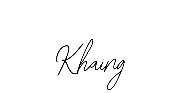 Use a signature maker to create a handwritten signature online. With this signature software, you can design (Bearetta-2O07w) your own signature for name Khaing. Khaing signature style 12 images and pictures png