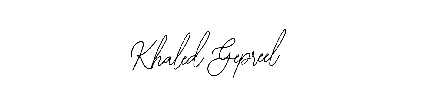 How to make Khaled Gepreel signature? Bearetta-2O07w is a professional autograph style. Create handwritten signature for Khaled Gepreel name. Khaled Gepreel signature style 12 images and pictures png