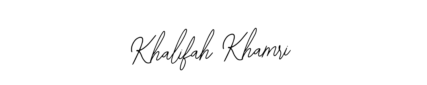 You should practise on your own different ways (Bearetta-2O07w) to write your name (Khalifah Khamri) in signature. don't let someone else do it for you. Khalifah Khamri signature style 12 images and pictures png