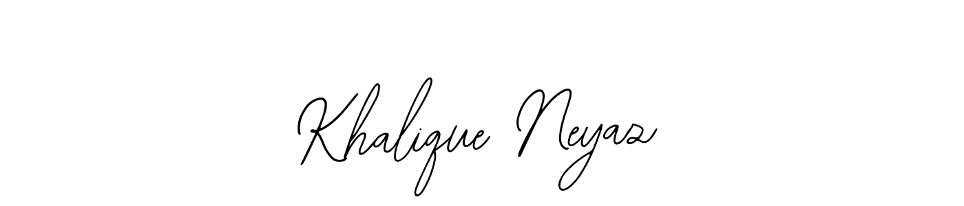 Also You can easily find your signature by using the search form. We will create Khalique Neyaz name handwritten signature images for you free of cost using Bearetta-2O07w sign style. Khalique Neyaz signature style 12 images and pictures png