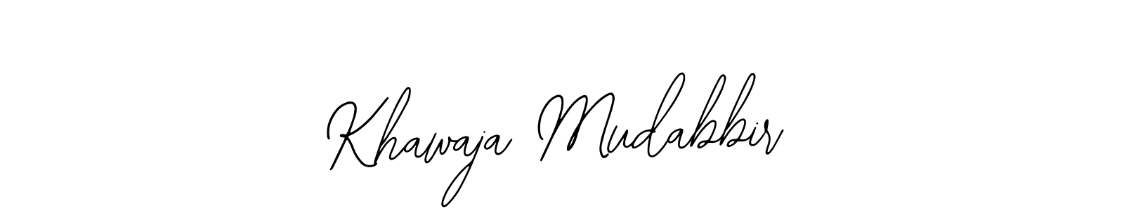 The best way (Bearetta-2O07w) to make a short signature is to pick only two or three words in your name. The name Khawaja Mudabbir include a total of six letters. For converting this name. Khawaja Mudabbir signature style 12 images and pictures png