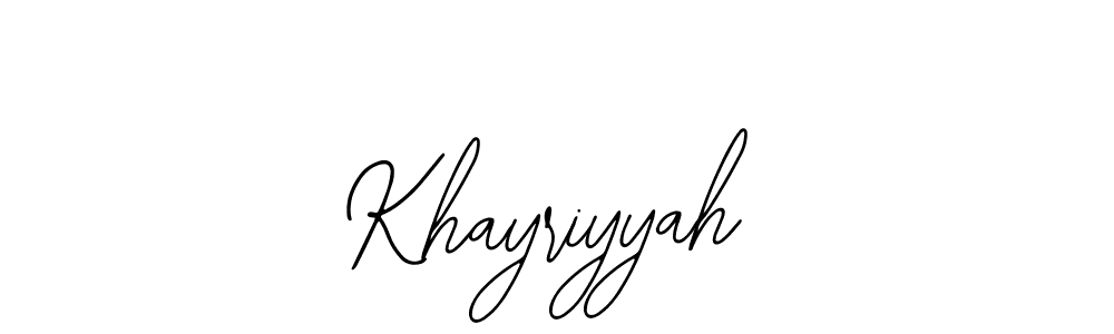 if you are searching for the best signature style for your name Khayriyyah. so please give up your signature search. here we have designed multiple signature styles  using Bearetta-2O07w. Khayriyyah signature style 12 images and pictures png