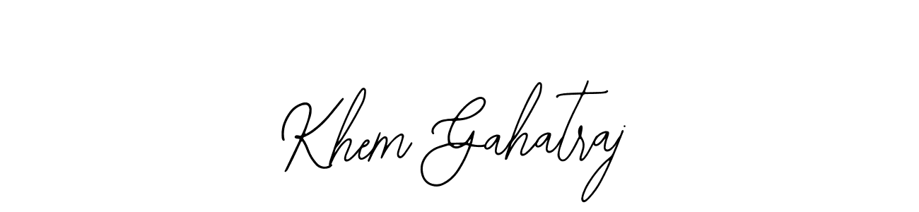 Bearetta-2O07w is a professional signature style that is perfect for those who want to add a touch of class to their signature. It is also a great choice for those who want to make their signature more unique. Get Khem Gahatraj name to fancy signature for free. Khem Gahatraj signature style 12 images and pictures png