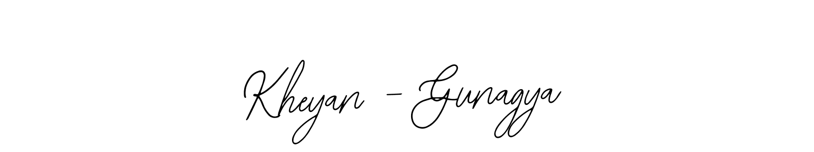 The best way (Bearetta-2O07w) to make a short signature is to pick only two or three words in your name. The name Kheyan - Gunagya include a total of six letters. For converting this name. Kheyan - Gunagya signature style 12 images and pictures png