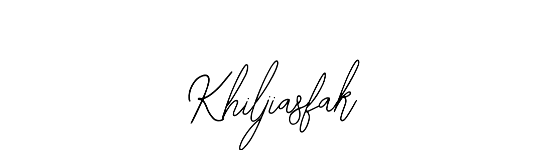 The best way (Bearetta-2O07w) to make a short signature is to pick only two or three words in your name. The name Khiljiasfak include a total of six letters. For converting this name. Khiljiasfak signature style 12 images and pictures png