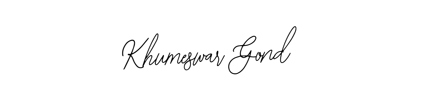 Design your own signature with our free online signature maker. With this signature software, you can create a handwritten (Bearetta-2O07w) signature for name Khumeswar Gond. Khumeswar Gond signature style 12 images and pictures png