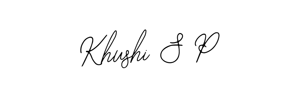 The best way (Bearetta-2O07w) to make a short signature is to pick only two or three words in your name. The name Khushi S P include a total of six letters. For converting this name. Khushi S P signature style 12 images and pictures png