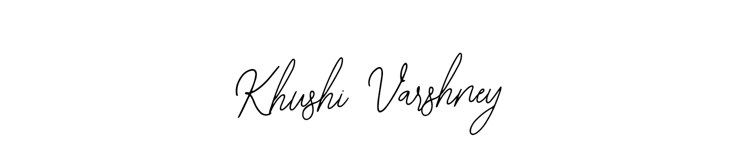 The best way (Bearetta-2O07w) to make a short signature is to pick only two or three words in your name. The name Khushi Varshney include a total of six letters. For converting this name. Khushi Varshney signature style 12 images and pictures png