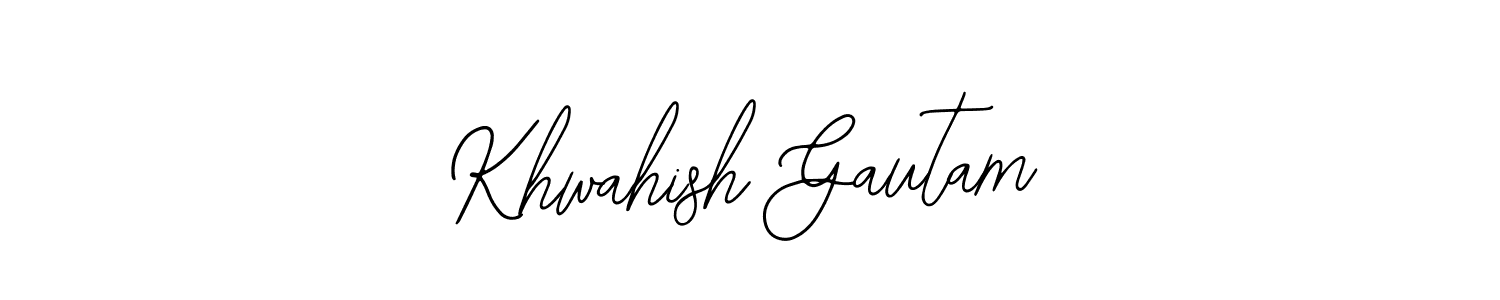 Also You can easily find your signature by using the search form. We will create Khwahish Gautam name handwritten signature images for you free of cost using Bearetta-2O07w sign style. Khwahish Gautam signature style 12 images and pictures png