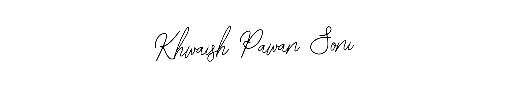 The best way (Bearetta-2O07w) to make a short signature is to pick only two or three words in your name. The name Khwaish Pawan Soni include a total of six letters. For converting this name. Khwaish Pawan Soni signature style 12 images and pictures png