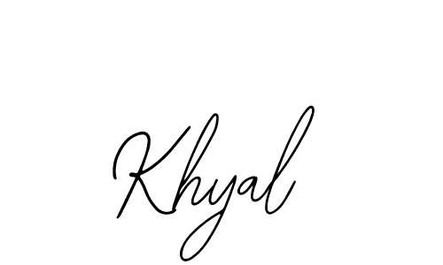 Use a signature maker to create a handwritten signature online. With this signature software, you can design (Bearetta-2O07w) your own signature for name Khyal. Khyal signature style 12 images and pictures png