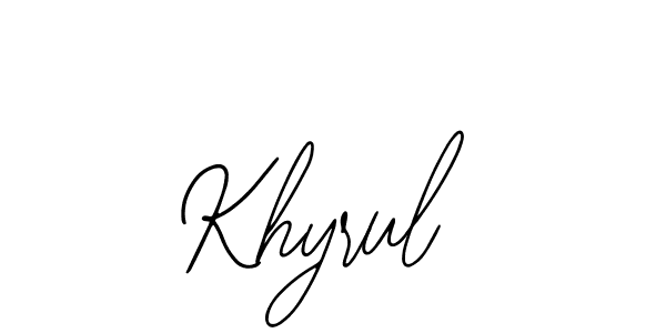 if you are searching for the best signature style for your name Khyrul. so please give up your signature search. here we have designed multiple signature styles  using Bearetta-2O07w. Khyrul signature style 12 images and pictures png
